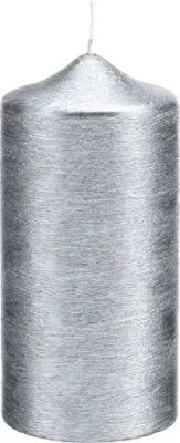 Produktbild von Stumpenkerzen Grau Perlmutt geriffelt, 12 x 6 cm, 4 Stück