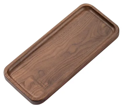 Imagen del producto de Bandeja rectangular de madera de nogal, 30 x 13 cm