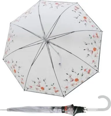 Obrázek produktu pro Doppler Fiber Long AC Transparent Floral Dreams - dámský holový vystřelovací deštník