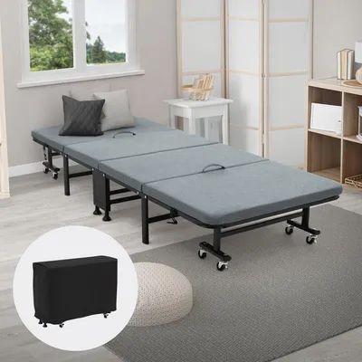 Klappbares Gästebett 80x190 cm mit Matratze, Stahlrahmen, 200 kg