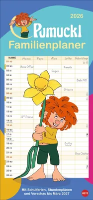 Produktbild von Heye Familienplaner Pumuckl 2026, 21 x 45 cm, 5 Spalten, mit Schulferienübersicht & Stundenplänen