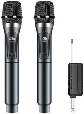 Image de Système de microphones sans fil professionnels et dynamiques – Portée de 60 mètres – Récepteurs rechargeables – Son et image stables et clairs