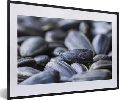 Produktbild von MuchoWow® MuchoWow® Gerahmtes Poster Nahaufnahme von schönen Sonnenblumenkernen. 60x40 cm - Poster mit zchwarzem Bilderrahmen - Schlafzimmer - Plakat in Rahmen - Drucken