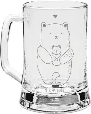Produktbild von Mr. & Mrs. Panda Krug Bär Baby - Transparent - Geschenk, Glaskrug, Teddy, Gravur Bierkrug, Glas, Nichte, Seidel, Glückwunsch, Humpen, Eltern, Geburtstag