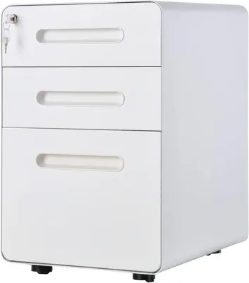 Immagine prodotto di Contenitore su ruote - Armadio archivio - Cassettiera - Contenitore da scrivania - Mobiletto per ufficio - 3 cassetti - Struttura in acciaio