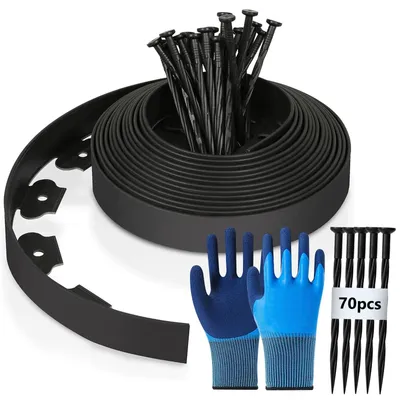 Produktbild von Flexible Rasenrand - Kunststoff 15 m x 10 cm - Gartenbegrenzung - 70 Erdanker