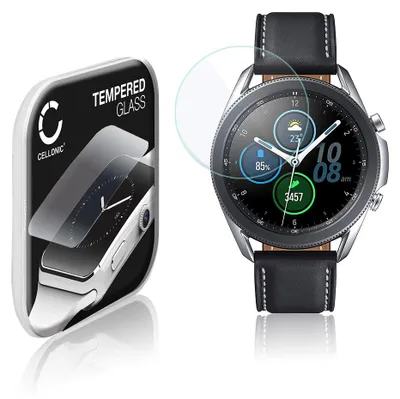 Image de Protection d'écran en verre compatible avec Samsung Galaxy Watch 3 - 45mm (SM-R840) (3D Full Cover, résistance 9H, 0,33mm, Full Glue) - protège écran montre connectée sport gps fitness