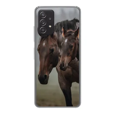 Produktbild von MuchoWow® Handyhülle Schutzhülle Hülle für Samsung Galaxy A33 5G Pferde - Nebel - Landschaft Silikon Softcase Handy Hülle - Kartenhalter