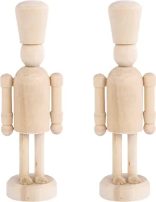 Produktbild von 2 Nussknacker-Figuren aus Holz zum Bemalen 13 cm