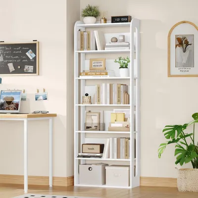 Immagine prodotto di Scaffale a 7 ripiani, in legno bianco, dimensioni 24 x 60 x 182 cm