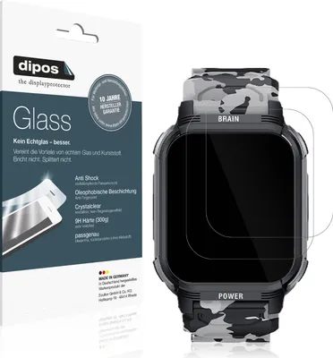 Produktbild von 2x Schutzfolie für LEMFO Y10 Smartwatch - Anti-Shock 9H Folie dipos Glass Kunststoffglas