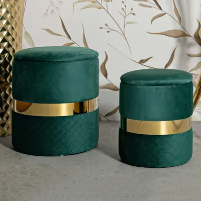 Immagine prodotto di Maun - Pouf Contenitore, 37x37x42h cm Verde, set da 2