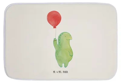 Produktbild von Mr. & Mrs. Panda Badteppich Schildkröte Luftballon - Weiß - Geschenk, Motivation, Badezimmerteppich, Badvorleger, Schildkröten, Jahrmarkt, Duschvorleger, Badematte