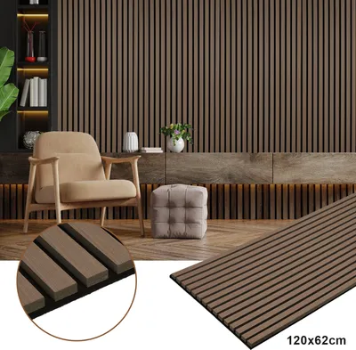 Immagine prodotto di Hengda Pannello acustico pannello a parete Pannelli a parete moderni Pannelli a parete acustici in legno 2 pannelli Pannelli a parete in MDF 120x60x2,1cm Noce