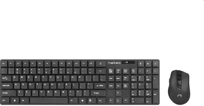 Produktbild von NATEC Stingray, Kabellos, RF Wireless, Membran Key Switch, QWERTY, Schwarz, Maus enthalten