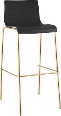 Produktbild von CLP Barhocker Hover stapelbar Kunststoffsitz Vierfußgestell Goldoptik bis 150 kg schwarz