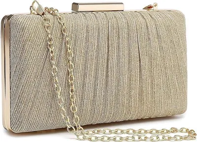 Produktbild von Fioeyr Damen-Clutch, goldener Glitzer, Clutch, Geldbörse, plissiert, Abendtasche