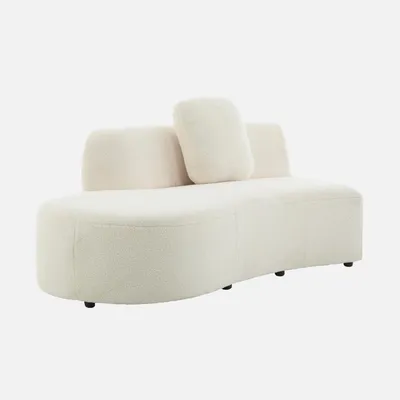 Produktbild von sweeek - Organisches 2-3-Sitzer-Sofa mit Bouclé-Bezug und einer kleinen Recamiere - Creme
