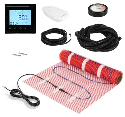 Produktbild von Ikodm Elektrische Fußbodenheizung Heizmatte 1 m² 0,5 × 2 m 150 W/m² mit WLAN-Thermostat