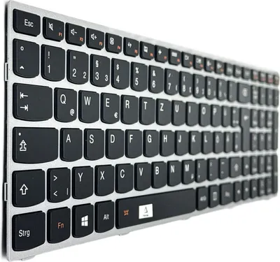 Produktbild von DE Tastatur Keyboard mit Beleuchtung Silber Rahmen kompatibel für Lenovo IdeaPad Z50, Z50-70