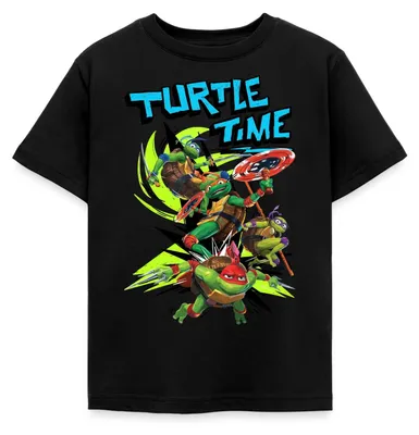 Produktbild von Spreadshirt TMNT Mutant Mayhem Turtle Time Kinder T-Shirt, 122/128 (7-8 Jahre), Schwarz