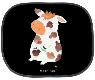 Produktbild von Mr. & Mrs. Panda Sonnenschutz Auto Kuh - Schwarz - Geschenk, Spruch, Hof, Sonnenblende, saugnapf, Magie, Seitenscheibe, Kühe, Milch, Bauernhof, hitzeschutz