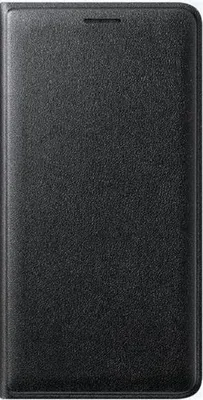 A black flip case for a smartphone, shown closed.