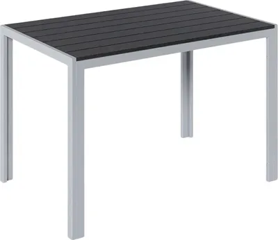 Obrázok produktu pre Hliníkový záhradný stôl 110x70x73cm - Sivý - WPC doska so vzhľadom dreva - Obdĺžnikový - Odolný voči poveternostným vplyvom - Vonkajší - Na záhradu, terasu a balkón