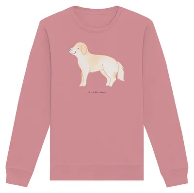 Produktbild von Mr. & Mrs. Panda Baumwoll Pullover Golden Retriever Moment Größe L - Canyon Pink - Geschenk, Goldie Hund, Pulli, Fair Fashion, Sweater, Sweatshirt