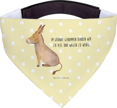 Produktbild von Mr. & Mrs. Panda Halstuch Hund Esel - Gelb Pastell - Geschenk, Lustige Sprüche, Positive Gedanken, Hunde, Tapferkeit, Bandana, Hundehalstuch, Dreieckstuch, Erfolg, Ziel
