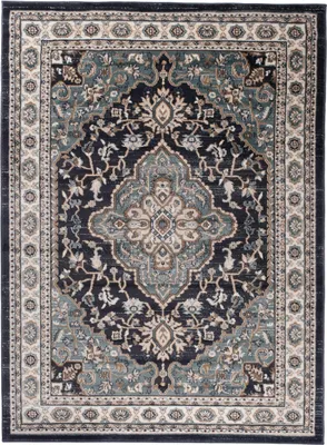 Produktbild von Tapiso Teppich COLORADO Klassisch Blau Creme Schwarz  300 x 400 cm