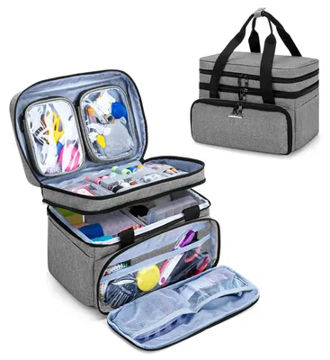 Produktbild von Nähset Organizer Tasche, grau, doppelschichtig, für Nähzubehör