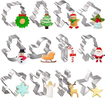 Produktbild von Weihnachtsplätzchenformen, 12-teilig, Edelstahl, Plätzchenstanzer
