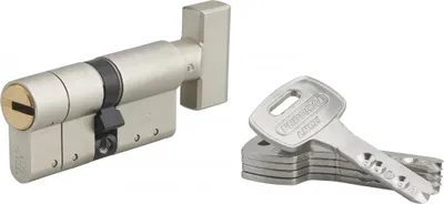 Image de Cylindre de serrure à bouton Federal S, 30Bx30mm, nickel, anti-arrachement, anti-perçage, 5 clés - THIRARD