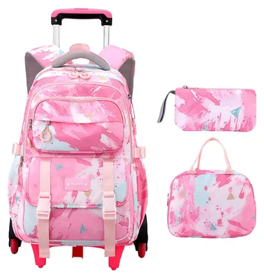 Productafbeelding van Rugzak voor kinderen met wielen, 47 x 30 x 18 cm, schoolrugzak voor jongens en tieners