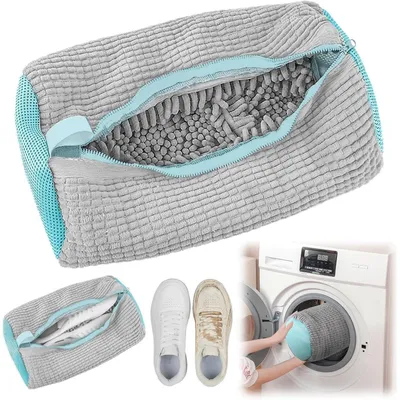 Image de Sac de lavage pour chaussures, pour machine à laver, 1 pièce, gris, résistant aux déchirures, réutilisable