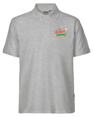 Produktbild von Huuraa Herren Polo Shirt Santa is Coming Schriftzug 3XL Sport Grey Bio Baumwolle Fairtrade Poloshirt Geschenkidee