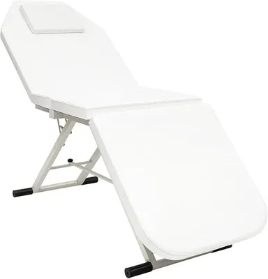 Productafbeelding van Opklapbare schoonheidsbed, verstelbare massagebedden met ventilatieopening, ruimtebesparend en met zachte vulling, bed geschikt voor gebruik tot 200-250 kg, massagestoel voor schoonheidssalons (wit)