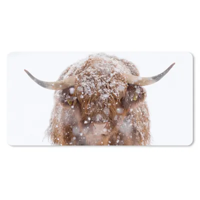 Produktbild von MuchoWow® Mauspad Mousepad Schottischer Highlander - Hörner - Schnee 60x30 cm - Mousepads - Maus Mat - Pad - Mausunterlage - Nachhaltig