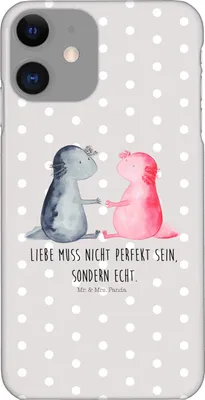 Produktbild von Mr. & Mrs. Panda Iphone 11 Handyhülle Axolotl Liebe - Grau Pastell - Geschenk, Molch, Hülle, Cover, Lurch, Valentinstag, Smartphone, Handy Schutzhülle