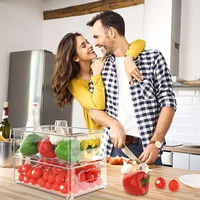 Produktbild von Famanu Aufbewahrungsboxen Küche (Transparent) - Set Kühlschrank-Organizer - 6 Stück