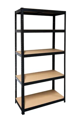 Produktbild von SCHULTE Regalwelt Schwerlastregal mit 5 MDF-Böden, 180x90x40 cm, 175 Kg Traglast pro Boden, schwarz