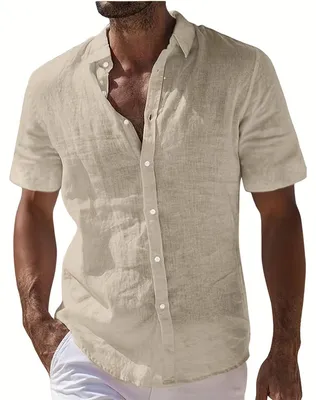 Productafbeelding van Currero Linnen Blouse Heren Abrikoos M