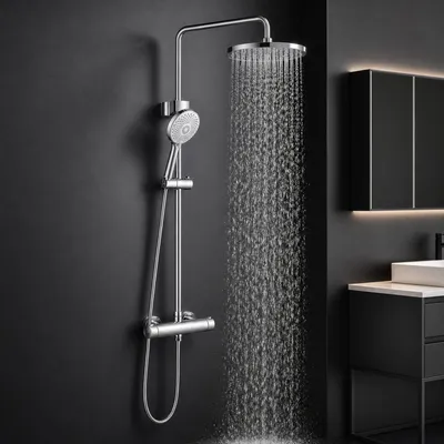 Thermostat-Duschsystem mit Regendusche, verstellbar, Chrom