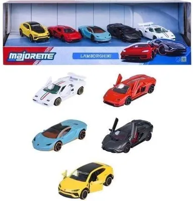 Zdjęcie produktu dla Majorette Lamborghini Zestaw 5 Autek, Metalowe Pojazdy, Skala 1/64, Ruchome Koła