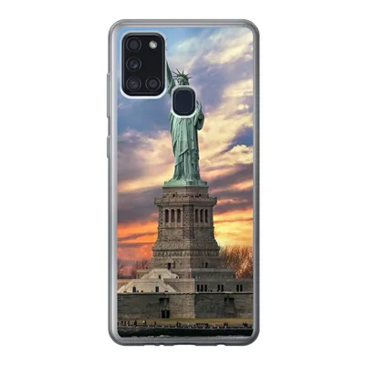 Produktbild von MuchoWow® Handyhülle Schutzhülle Hülle für Samsung Galaxy A21s Freiheitsstatue in New York bei Sonnenuntergang Silikon Softcase Handy Hülle - Hartschale
