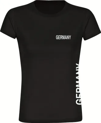 Produktbild von multifanshop Damen T-Shirt - Germany - Brust & Seite, schwarz, Größe L
