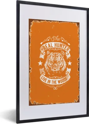 Produktbild von MuchoWow® MuchoWow® Gerahmtes Poster Jahrgang - Tiger - Orange 40x60 cm - Poster mit zchwarzem Bilderrahmen - Poster in Rahmen
