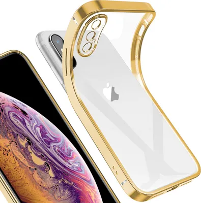 Produktbild von iPhone XS Max Hülle, LaimTop Leicht Transparent Klar Gel TPU Silikon Quadratisch Überzug Rahmen Schutzhülle für iPhone XS Max Gold