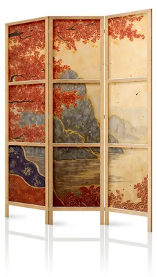 Produktbild von framed concept - Paravent Raumteiler aus Holz 135x172 cm, 3-teilig, einseitig, im orientalischen Stil